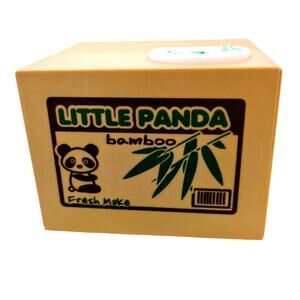 Little Panda Bamboo Electronic Coin Bank Sneaky Panda Bear Works Tested No Plug